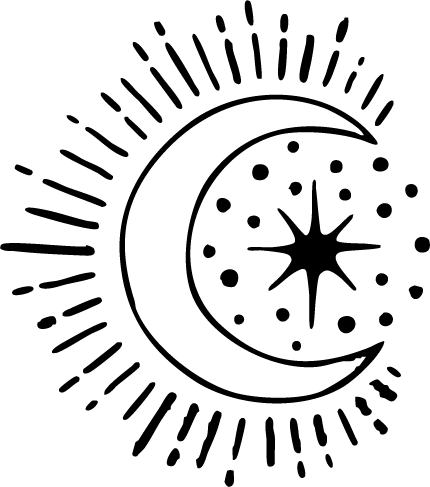 Radiant moon and stars